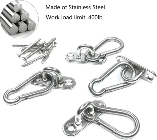Vista 5 de 8 ganchos de ojo de acero inoxidable 304 de 1.8 pulgadas y 8 ganchos de acero inoxidable 304, gancho de techo de tornillo, accesorios de vela