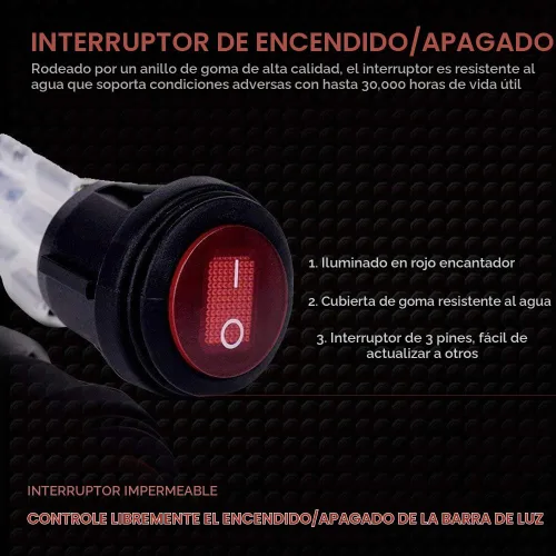 Vista 7 de Mictuning - Kit de arnés para barra de luz, relé de fusibles e interruptor impermeable.