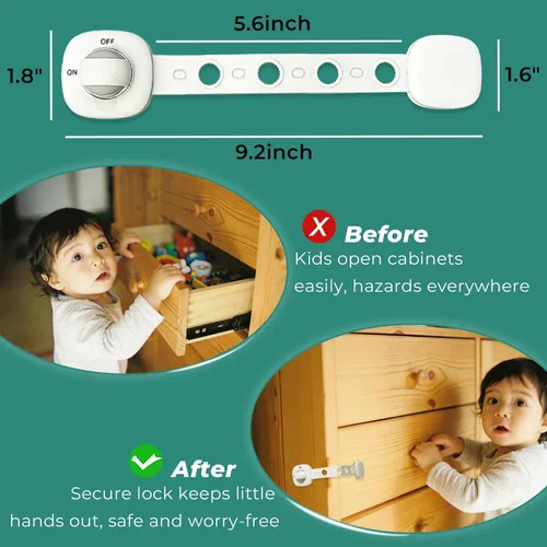 Vista 5 de Cerraduras de seguridad para niños a prueba de bebés, paquete de 2 cerraduras para bebés, para muebles, hornos de cocina, asientos de inodoro