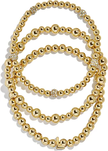 Vista 50 de BaubleBar Juego de pulsera Pisa para mujer, tres pulseras de cuentas chapadas en oro, joyería de moda, regalo de moda