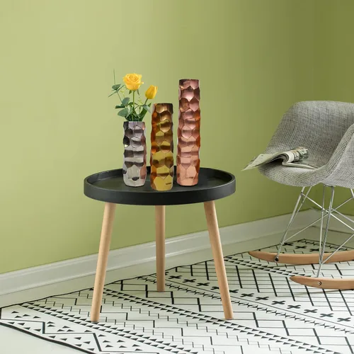 Vista 3 de Juego de 3 floreros decorativos de metal moderno con diseño de panal para comedor, sala de estar, dormitorio o boda