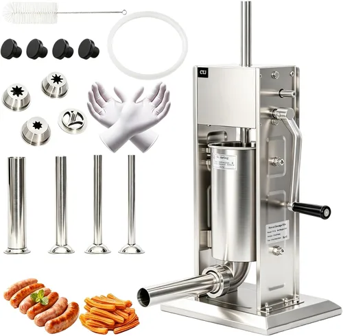 Vista 9 de CTJ Embutidora de salchichas de acero inoxidable y churro Maker 5L/11Lb