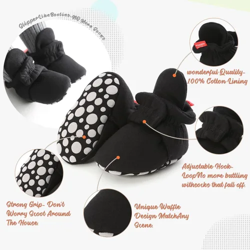 Vista 70 de Botines de forro polar para bebés, niños y niñas, pantuflas antideslizantes con agarre suave, zapatos de calcetín para recién nacidos, cuna