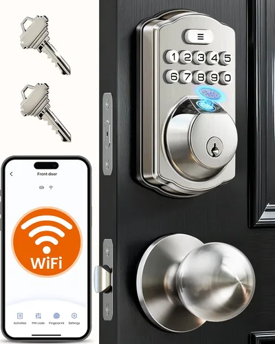 Vista 13 de Veise VE012W-K - Cerradura inteligente de huellas dactilares WiFi integrada con 2 perillas, no necesita concentrador, control remoto por aplicación
