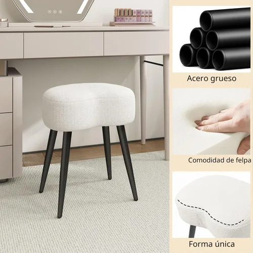 Vista 4 de Taburete tapizado de terciopelo de peluche