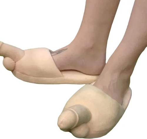 Vista 2 de Divertidas pantuflas unisex para adultos, zapatos planos para interiores, antideslizantes, pantuflas peludas de invierno, regalo novedoso