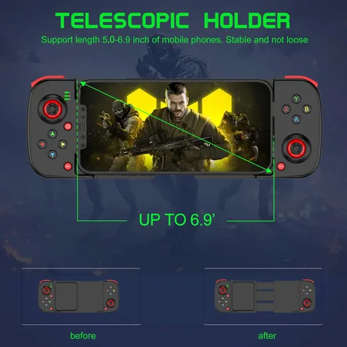 Vista 3 de Megadream Controlador de juego móvil Gamepad para iPhone iOS Android PC funciona con iPhone131211X, iPad, Samsung Galaxy, Motorola, TCL, tableta