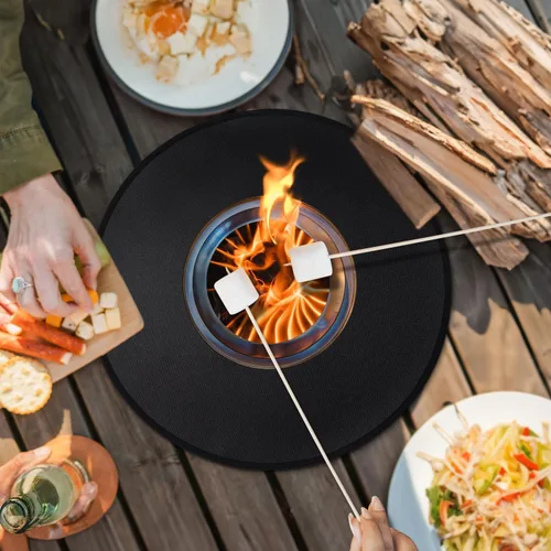 Vista 7 de Tapete para Fogata de 19.5" para Solo Stove Mesa, Tapete Redondo Impermeable al Aceite y Agua para Debajo de la Fogata de Mesa, Tapete Portátil
