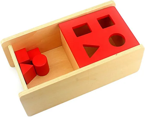 Vista 2 de DANNI Montessori Baby Imbucare - Caja con tapa abatible, 4 formas, aprendizaje de madera, educativo, preescolar, entrenamiento para niños, juguete