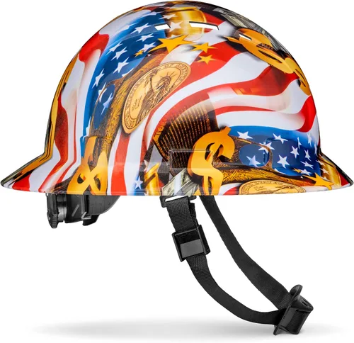 Vista 14 de Casco de construcción OSHA de ala completa con diseño camuflaje ventilado de acabado mate, suspensión de 6 puntos