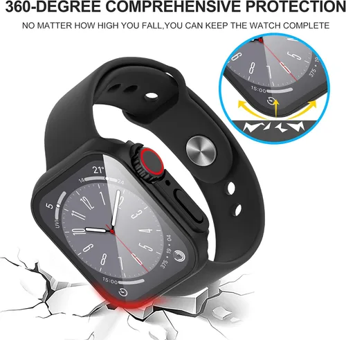 Vista 5 de Suoman para Apple Watch Protector de Pantalla de Vidrio Templado de 40 mm, [Aspecto Ultra] Funda Protectora Dura de PC para Todo el Contorno