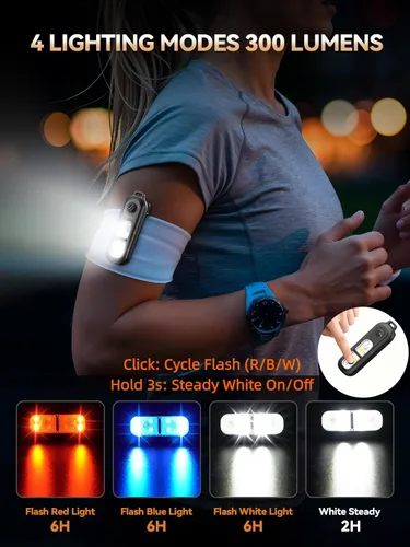 Vista 3 de TECKNET Alarma de seguridad personal de 135 dB con luz estroboscópica SOS para mujer, recargable e impermeable IPX4, luces de carrera con linterna