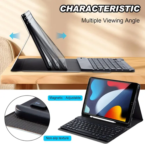 Vista 3 de DEGDFSGR Funda para Samsung Galaxy Tab A8 10.5 con teclado, teclado inalámbrico desmontable cierre magnético, funda protectora para Samsung Tab A8