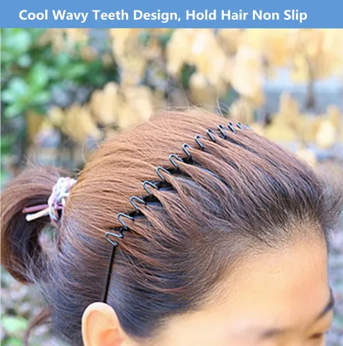 Vista 4 de bodbop XINGZHE Diadema de metal para el cabello, unisex, elástica, antideslizante, ondulada, para deportes, moda, 2