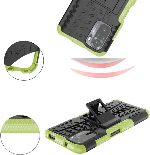 Vista 6 de Asuwish Funda de teléfono para Xiaomi Redmi Note 10/10S 4G con protector de pantalla de vidrio templado y soporte delgado híbrido resistente