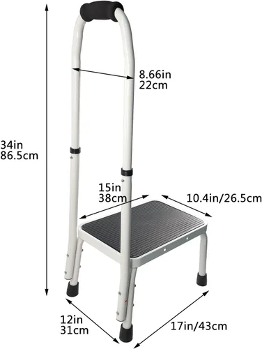 Vista 10 de Sattiyrch Taburete escalonado con asa para mayor edad, taburete resistente y ligero con plataforma antideslizante, fácil de montar, soporta