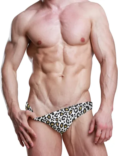 Vista 5 de Milk Cow Texture - Traje de baño sexy para hombre con cordón ajustable