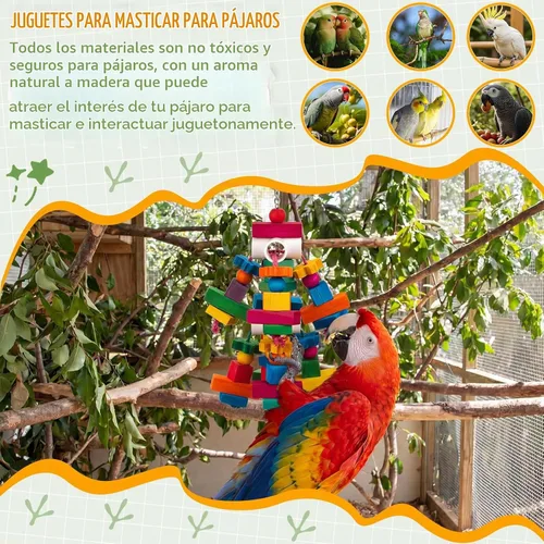 Vista 3 de Seenelling Paquete de 3 juguetes grandes de loros coloridos para masticar