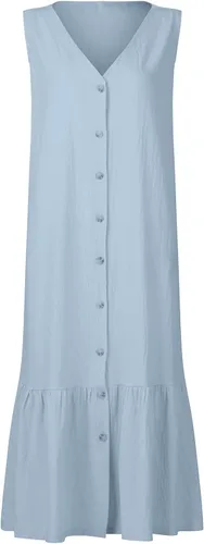 Vista 3 de EKVAHL Women's 2023 Sleeveless Tank Dress Cotton Linen Casual Comfortable Gradient Color Sundress Beach Maxi Dress Pockets
