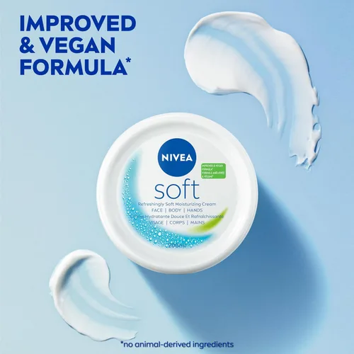 Vista 7 de Crema hidratante Nivea Soft para suavidad refrescante, con aceite de jojoba y Vitamina E, bote de 6.8 onzas
