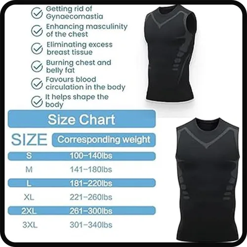Vista 2 de 2023 Nueva versión Ionic Shaping Camisa sin mangas, Energxcell Ionic Shaping Vest Men (L,3PCS-A)
