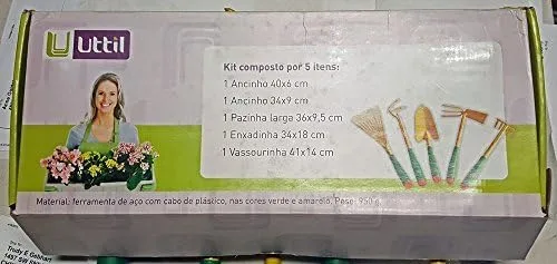 Vista 2 de Juego de herramientas de jardín de 5 piezas con mango de agarre suave para mamá