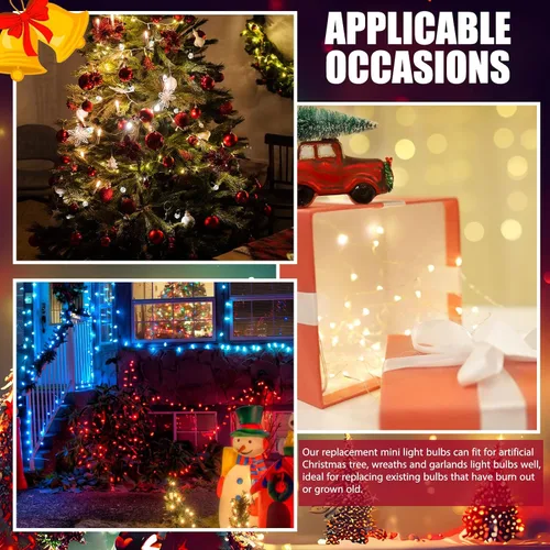 Vista 7 de Ganeen Bombillas de Reemplazo Navideñas Mini Bombillas Incandescentes de 3.5V Transparentes Intermitentes con Base para Luces