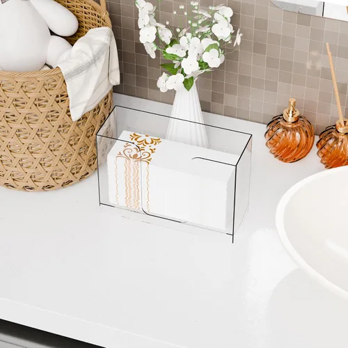 Vista 9 de Cq acrylic Dispensador de toallas de papel multipliegue y caja para baño, hogar, encimera y cocina, soporte transparente para servilletas de toalla