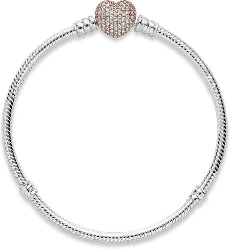 Vista 3 de PANDORA Jewelry Moments - Pulsera de circonita cúbica con cierre de corazón brillante Metal Circonita cúbica