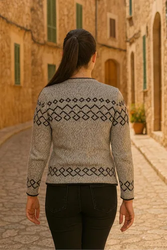 Vista 5 de Gamboa Cárdigan de alpaca para mujer, tejido de punto para otoño e invierno, para mujer