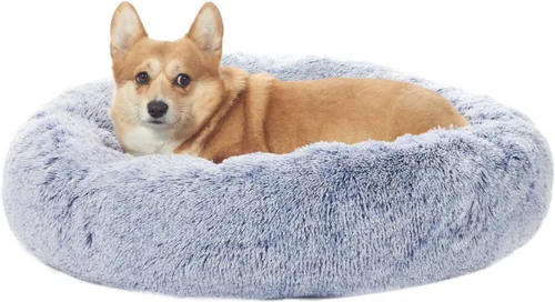 Vista 12 de Bedfolks Cama calmante en forma de dona, camas redondas y esponjosas de 23 pulgadas para perros pequeños, lavable a máquina, antiansiedad, cama