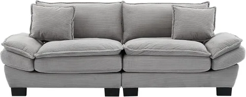 Vista 3 de Sofá biplaza extragrande de 84 pulgadas, asiento profundo de pana, sofá biplaza con almohadas, moderno y tapizado, cómodos sofás para sala de estar