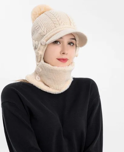 Vista 6 de HUAMULAN Gorro de invierno de una pieza para mujer, pasamontañas de forro polar, pasamontañas, máscara facial, bufanda, orejeras, esquí, nieve