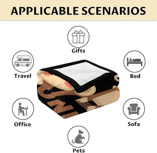 Vista 6 de Manta de mono para niñas pequeñas, tamaño de regazo de 30 x 40 pulgadas, manta de felpa suave y peluda para regalo, manta negra linda para cama, sofá