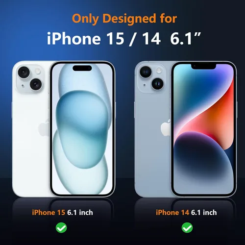 Vista 2 de SPIDERCASE Funda para iPhone 14/Funda para iPhone 15, [Protección contra Caídas de Grado Militar de 15 PIES][Antideslizante] Paquete de 2