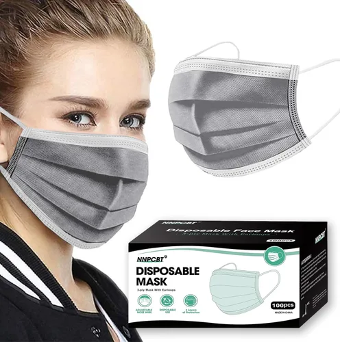Vista 7 de NNPCBT 100 unidades de mascarillas desechables negras de 3 capas con filtro de protección