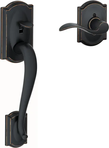 Vista 9 de SCHLAGE FE285 622 Acc CAM LH Juego de Manijas Mitad Inferior, Moldura Interior Camelot, Negro Mate