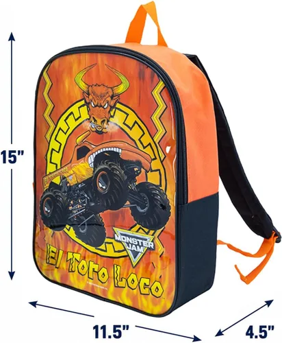 Vista 4 de Fast Forward Mochila Monster Jam - Mochila Monster Truck para niños El Toro Loco