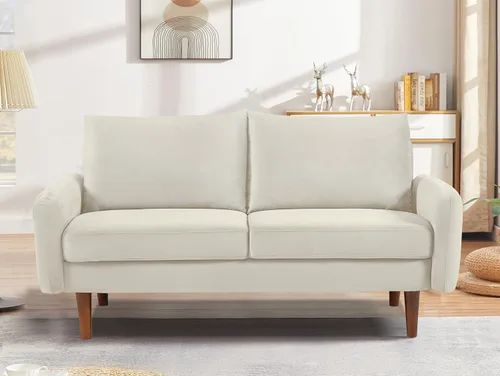 Vista 9 de Container Furniture Direct Kent Sofá biplaza de terciopelo para salas de estar modernas y espacios compactos, cómodo sofá de 2 plazas, muebles