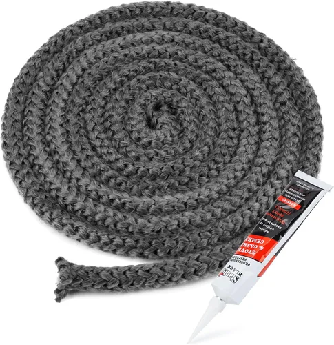 Vista 12 de Stanbroil Junta para estufa de leña, sello de cuerda de fibra de vidrio impregnada de grafito de 1/2" x 84" y kit de junta de cemento de alta