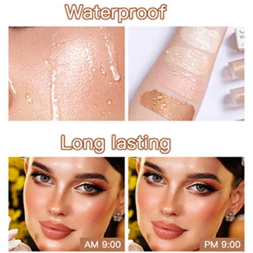 Vista 5 de Mysense Maquillaje iluminador líquido, iluminador facial luminoso natural, luminizador ligero y sedoso, maquillaje iluminador facial impermeable
