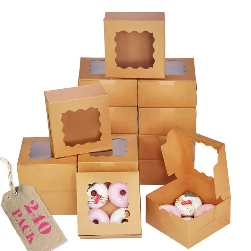 Vista 12 de Bakepacker 100 piezas Cajas Negras para Galletas 6x6x3 pulgadas Fácil Montaje Cajas de Pastelería Macarrones Cajas de Panadería con Ventana