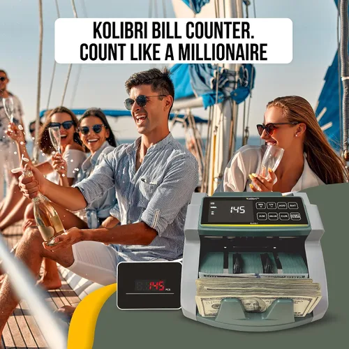 Vista 2 de Kolibri, contador de dinero con detección UV Blanco/Verde (Kolibri Uv/Mg)