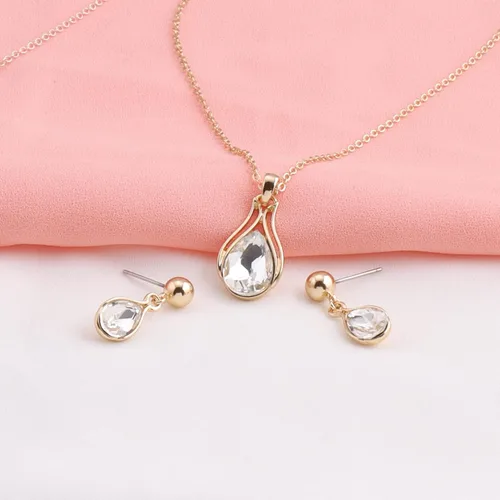 Vista 2 de OTTFF Dainty Bridesmaid Jewelry Set for Women Girls,1-4-6-8 Sets 14k Gold & Rose Gold & Silver Plated Pave Rhinestone With Crystal Necklace Earrings