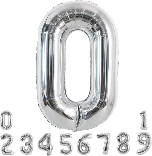 Vista 50 de Toniful - Globos de helio grandes de números del 0 al 9 de 40 pulgadas, color negro, globos digitales de número 0, globos de papel de aluminio
