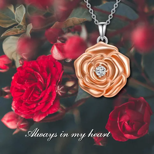 Vista 6 de Sunflower Locket That Hold Pictures 925 Sterling Silver Flower Necklace Sunshine Rose Flower Pendant Necklace for Women