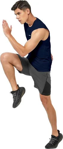 Vista 4 de DEMOZU Camiseta de natación sin mangas para hombre de secado rápido atlética correr gimnasio playa camiseta sin mangas grande y alta