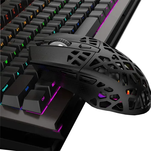 Vista 6 de NACODEX AJ339 65G Watcher Mouse para juegos con carcasa ligera de panal de abeja, luz LED RGB Chroma, 7 botones programables, sensor óptico Pixart