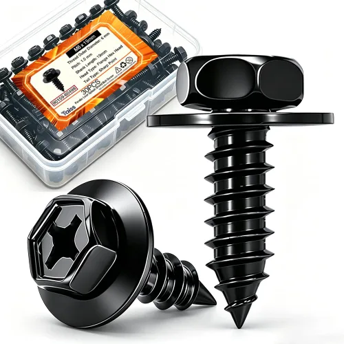 Vista 9 de Taiss 30 tornillos M4.2-0.056x0.787 in para protección contra salpicaduras compatibles con múltiples modelos bajo las marcas Ford y Chevrolet