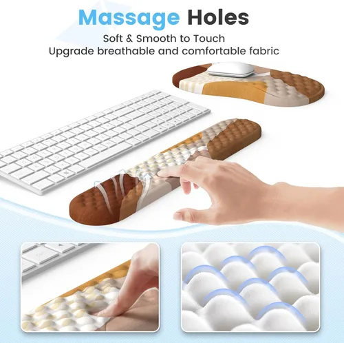 Vista 3 de HAOCOO Juego de Alfombrilla de Mouse Ergonómica con Soporte de Muñeca y Juego de Almohadillas para Teclado, 3 Piezas de Alfombrillas de Mouse